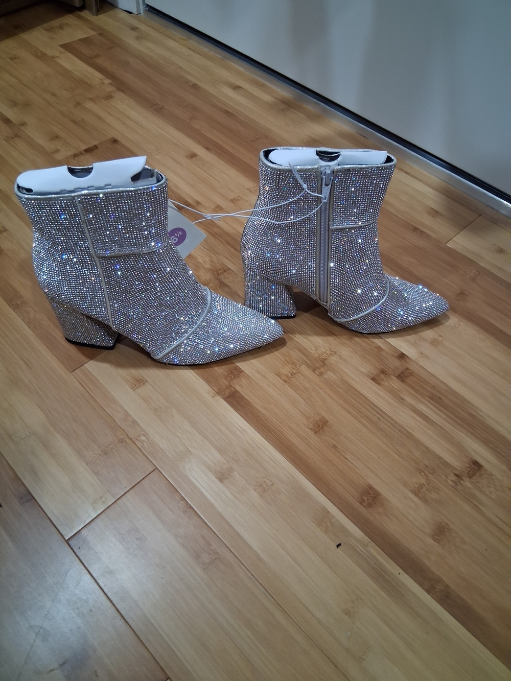 a new day Crystal Embellished Silver Ankle Boots